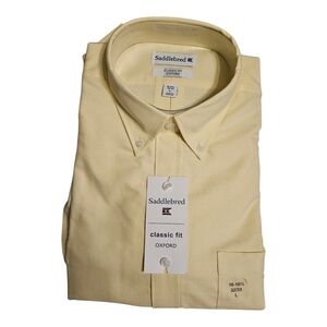 Saddlebred Men's Yellow Oxford Shirt SIze Large 16-16 1/2 32/33 NWT
